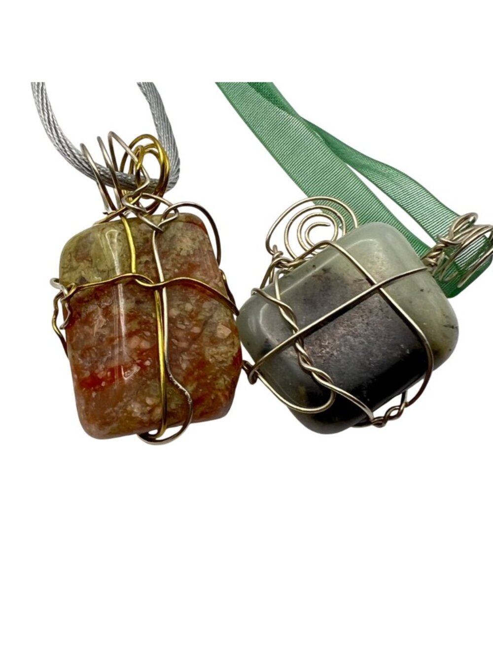 Wire Wrapped Crystal Pendant Necklaces Lot 6 Amethyst Rose Quartz Agate Healing - Picture 6 of 12